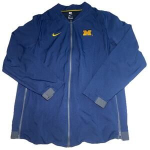 Nike Michigan Navy Zip Up Windbreaker Jacket Side Zipper Vents Size Large